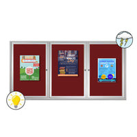 84 x 36 Enclosed Outdoor Bulletin Boards with Lights (3 DOORS)