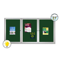 96 x 30 Enclosed Outdoor Bulletin Boards with Lights (3 DOORS)