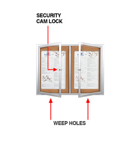 84 x 30 Enclosed Outdoor Bulletin Boards with Lights (2 DOORS)