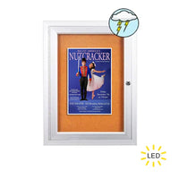 Outdoor Enclosed Bulletin Boards with LED Light | Single Locking Door Metal Display Case in 12 Sizes