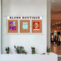 Enclosed Outdoor Bulletin Boards 72 x 30 with Message Header and Radius Edge (3 DOORS)