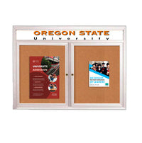 Enclosed Outdoor Bulletin Boards 84 x 30 with Header & Lights (Radius Edge) (2 DOORS)