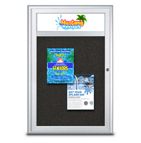 Outdoor Enclosed Bulletin Boards with Header and LED Lights | 9 Sizes + Radius Edge Cabinet Corners