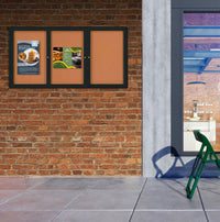 Enclosed Outdoor Bulletin Boards 72 x 48 with Interior Lighting and Radius Edge (3 DOORS)