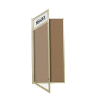 Extra Large 48 x 72 Indoor Enclosed Bulletin Board SwingCase with Your Message Header and LED Lighting + XL Single Door Cabinet