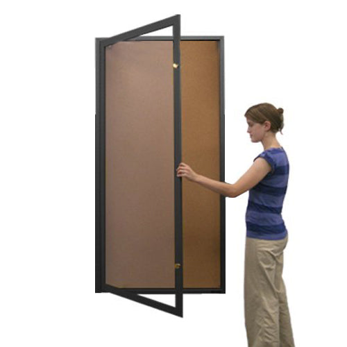 Extra Large 40 x 60 Indoor Enclosed Bulletin Board Swing Cases with Light (Single Door)