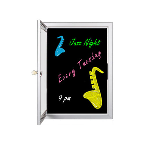 Extra Large Indoor Lighted Dry Erase Marker Board with Radius Edge | Gloss Black Board Magnetic Porcelain on Steel