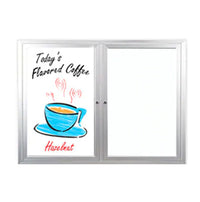 Indoor Enclosed Dry Erase Marker Boards 2 and 3 Door Display Cases | Magnetiic Porcelain-on-Steel White Writing Surface 35+ Sizes