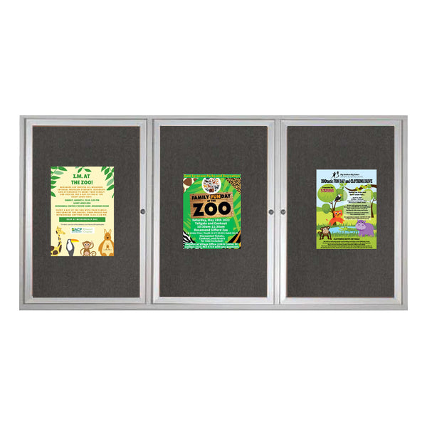 72 x 30 INDOOR Enclosed Bulletin Cork Boards 3 DOOR
