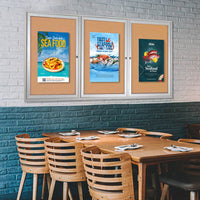 96 x 30 INDOOR Enclosed Bulletin Cork Boards 3 DOOR