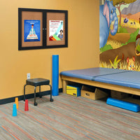 48x48 Indoor Wall Bulletin Board Display Case with Two Doors | Modern Safe, Sleek Radius Edge Metal Cabinet Design