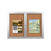 60 x 48 Enclosed Indoor Bulletin Boards with Radius Edge | 2-Door Metal Cabinet in 4 Finishes
