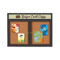 Enclosed Indoor Enclosed Bulletin Boards 96 x 48 w Message Header + Radius Edge 2 DOOR