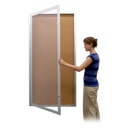 Extra Large 48 x 84 Indoor Enclosed Bulletin Board SwingCase with Metal Cabinet, Single Door, Oversized Viewable Window Area