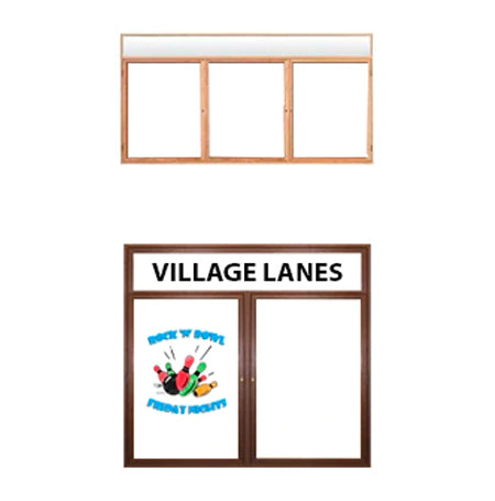 Indoor Enclosed Wood Framed Dry Erase Boards with Header 2 and 3 Door Models