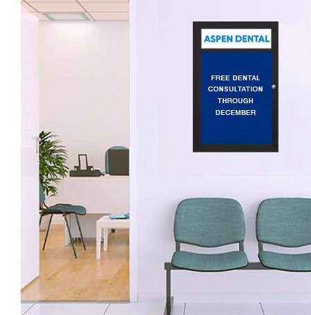 Indoor LED Lighted Enclosed Letter Boards with Header | Single Door Changeable Letters Message Boards