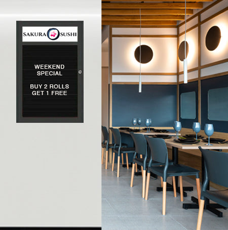 Indoor Enclosed Letter Boards with Header | Radius Edge Changeable Message Board