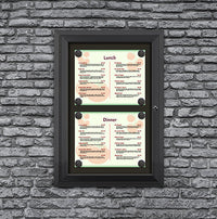 Outdoor Enclosed Magnetic Restaurant Menu Display Case | 14" x 11" Landscape | Holds Two Landscape Menus STACKED
