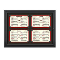 Outdoor Enclosed Magnetic Restaurant Menu Display Case | 17" x 11" Landscape | Holds Four Landscape Menus 2 TOP 2 BOTTOM