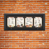 Outdoor Enclosed Magnetic Restaurant Menu Display Case | 8 1/2" x 11" Portrait | Holds Four Portrait Menus ACROSS