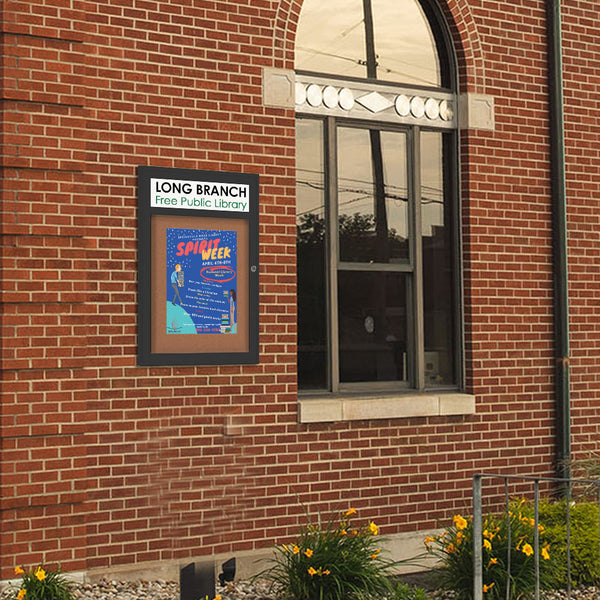 SwingCase Extra Large Outdoor Poster Display Cases with Radius Edges + Personalized Message Header | 15+ Metal Cabinet Sizes