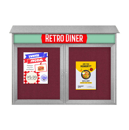 50" x 40" 2-Door Cork Board Message Center with Header (Image Not to Scale)