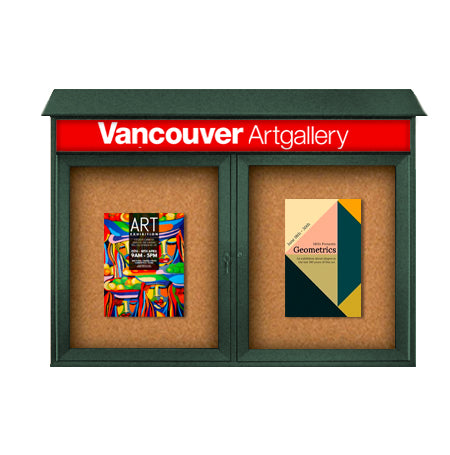 52" x 40" 2-Door Cork Board Message Center with Header (Image Not to Scale)