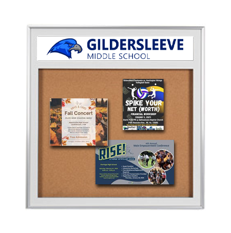 24 x 24 SwingFrame Metal Framed Designer Bulletin Boards w Personalized Header