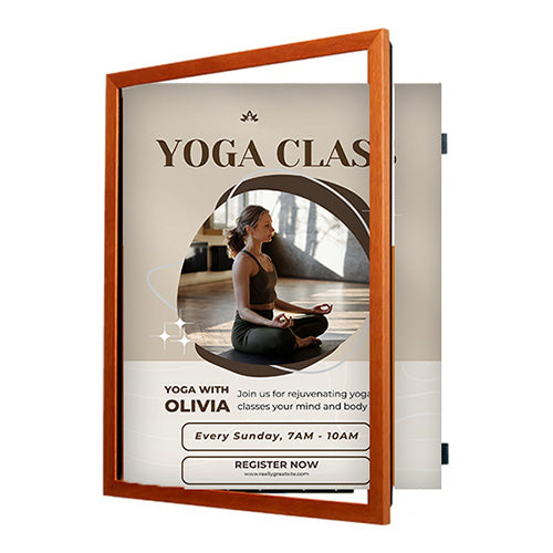 SwingFrame 24x36 Wood Poster Frame with #361 Wood Profile | Swing Open Changeable Framing System 10 Finishes