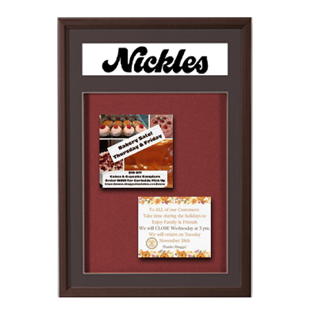 Designer Wood Bulletin Board 36 x 48 SwingFrames with Header & Lights