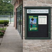 24" x 36" Outdoor Message Center  Display Case with Cork Board and Your Personalized Message Header - Eco-Design Faux Wood Cabinet