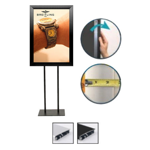 Double Pole Floor Stand 48x60 Sign Holder | Snap Frame 2 1/2" Wide