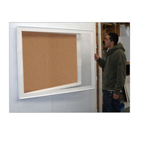 SwingFrame 45x69 Designer Wall Mount Metal Framed Large Cork Board Display Case 4 Inch Deep