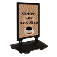 STREET-MASTER Rolling Wind Pavement Sign Stand with Fillable Water Base (for 24” x 36” Posters)