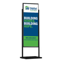 Tall, One Tier Sign Stand 22 x 69 Poster Holder on Sturdy Double Post Rectangular Base | 2-Sided Viewing