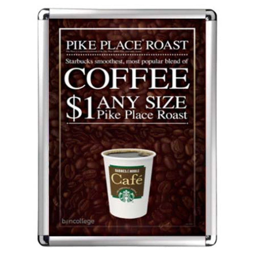 18 x 24 Poster Snap Frame, 1 1/4" Wide Silver Metal Frame Profile with Smooth Rounded Corners