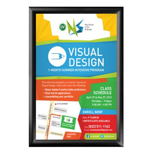 Window Display 11x17 Snap Frame Poster Sign Holder | One or Two-Sided Black Metal Frame Finish
