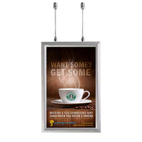 Ceiling Mount Display 11x17 Snap Frame Poster Sign Holder | Two-Sided Silver Metal Frame Finish