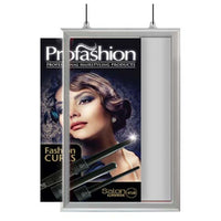 11x17 Slide-In Ceiling Mount Sign Holder 1" Wide | Mitered Silver Frame - Quick Ships