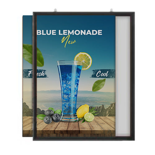 22x28 Slide-In Ceiling Mount Sign Holder 1" Wide | Mitered Black Frame Quick Ships
