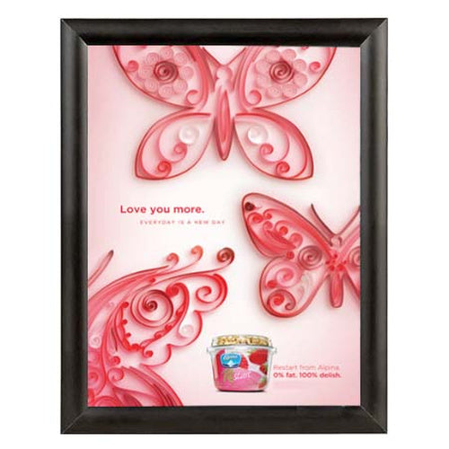 Budget-Friendly 22x28 Snap Frame, Fast Change Snap Open 1-inch Wide Black Aluminum Frame Profile with Mitered Corners