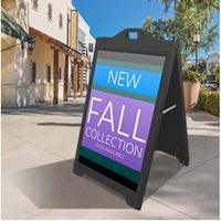 The Boss 24x36 A-Frame Plastic Sign Boards with Protective Lens - BLACK, with Hinged Aluminum Framing