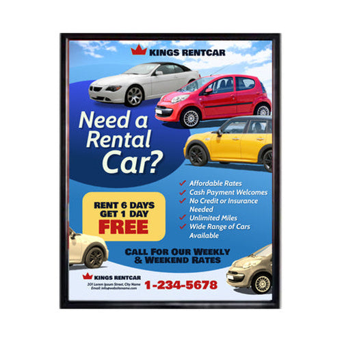 18 x 18 Beveled Slide-in Frame | Top or Side Loading Metal Poster Frame Sign Holder | Black & Silver Finishes