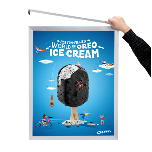 22x34 Frame Euro-Style Top or Side Load Poster Frame Sign Holder with Metal Slide-In Frame Design