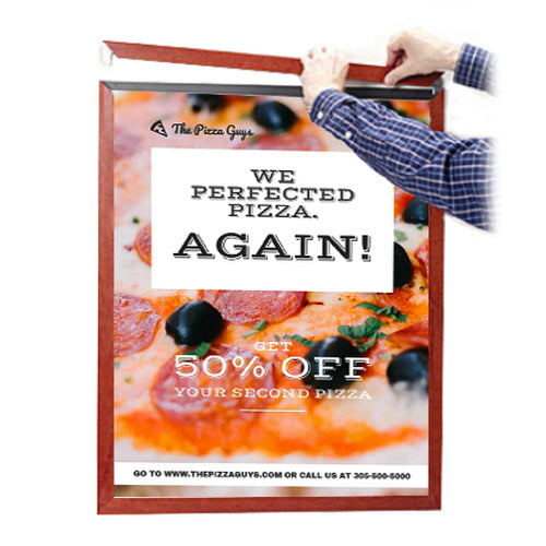 Slide In 10x20 Wood Frame Top Load, Side Load Poster Frame Sign Holder