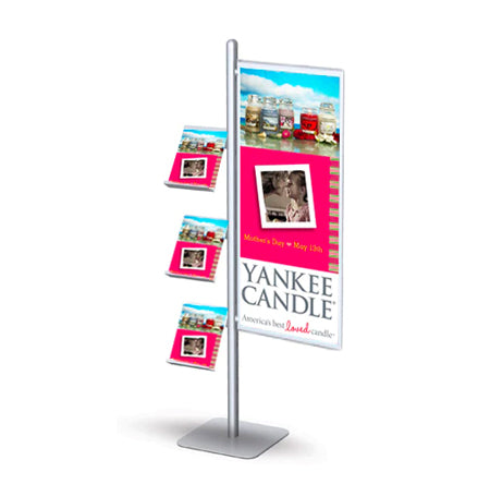 POSTO-STAND™ 8 Foot with Slide-in Sign Stand and Offset Brochure, Literature Holders | Adjustable 22x56 Frame and Accessories | 8 Ft. Post