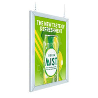 Light Weight Aluminum Ceiling Mount Rounded Edge Frame Hanging Poster Displays 14 x 22