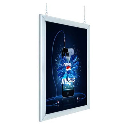 Lightweight Aluminum Ceiling Mount Rounded Edge Frame - with One or Two-Sided Hanging Poster Displays 24 x 36