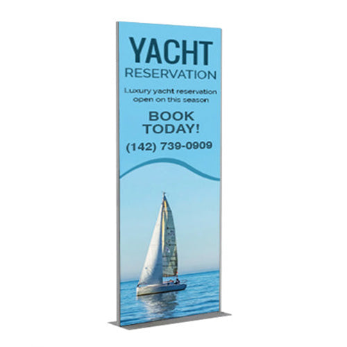 24 x 72 Mounted Graphic Poster Board Floorstand with Solid Steel Base, Silver or Black Finish