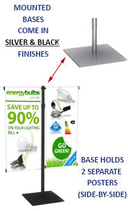 Mini Tabletop Banner Stand Displays Two 9-Inch Wide Banners, Adjustable Single Pole Extends 24" to 42"